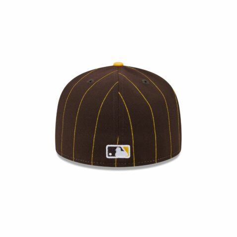 New Era 59Fifty San Diego Padres Pinstripe Two Tone Fitted Hat Brown White Gold - Image 5
