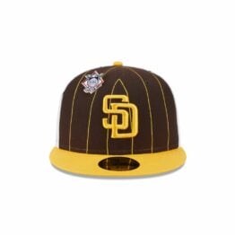 New Era 59Fifty San Diego Padres Pinstripe Two Tone Fitted Hat Brown White Gold