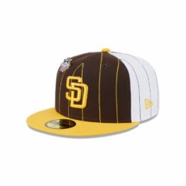 New Era 59Fifty San Diego Padres Pinstripe Two Tone Fitted Hat Brown White Gold