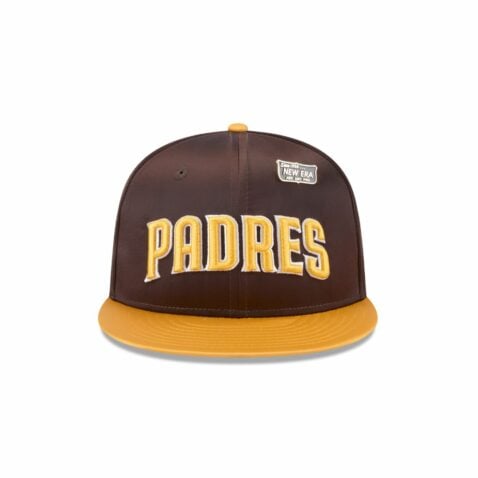 New Era 59Fifty San Diego Padres Satin Two Tone Fitted Hat Brown Gold