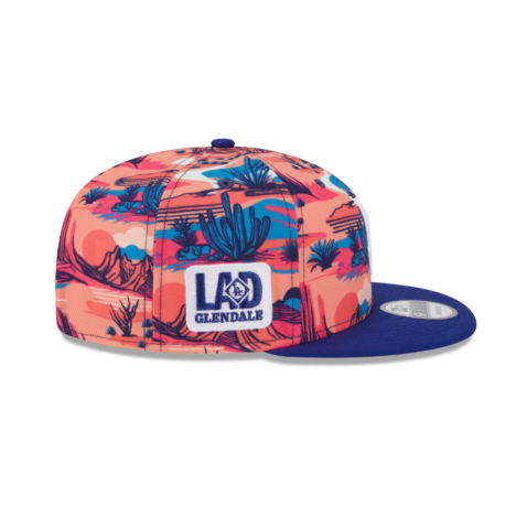 New Era 9Fifty Los Angeles Dodgers Spring Training 2025 Printed Cactus Snapback Pink Multi Dark Royal Blue - Image 6