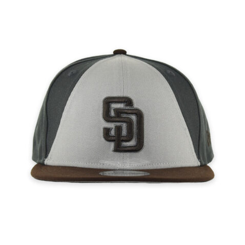 New Era 9Fifty San Diego Padres Batting Practice Snapback Hat Graphite Grey Brown