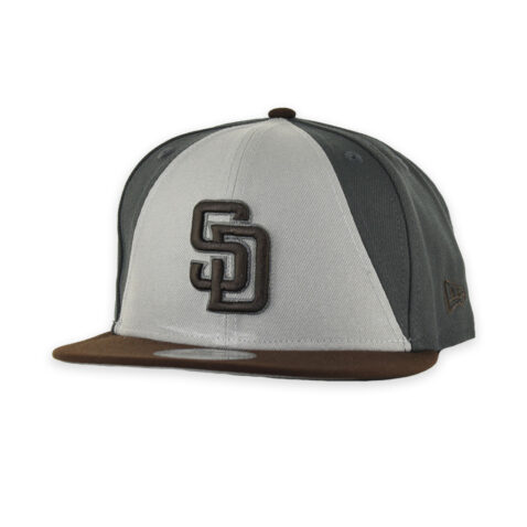 New Era 9Fifty San Diego Padres Batting Practice Snapback Hat Graphite Grey Brown
