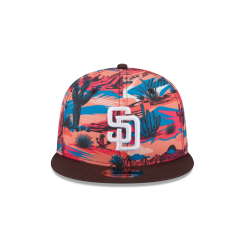 New Era 9Fifty San Diego Padres Spring Training 2025 Printed Cactus Snapback Pink Multi Brown