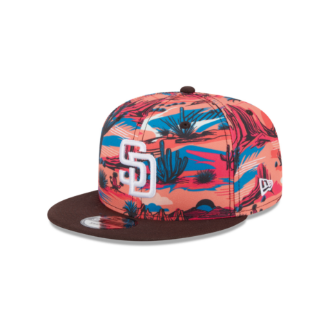 New Era 9Fifty San Diego Padres Spring Training 2025 Printed Cactus Snapback Pink Multi Brown