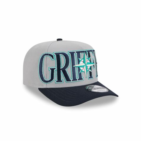 New Era 9Fifty Seattle Mariners Ken Griffey Jr PNN Center A-Frame Snapback Hat Gray Blue - Image 3