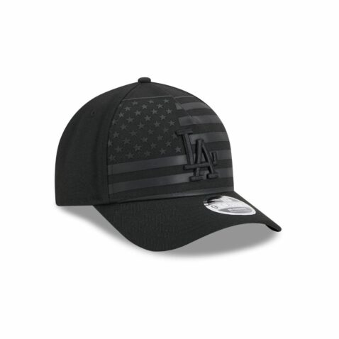 New Era 9Forty M-Crown Los Angeles Dodgers Flag A-Frame Snapback Hat Blackout - Image 3