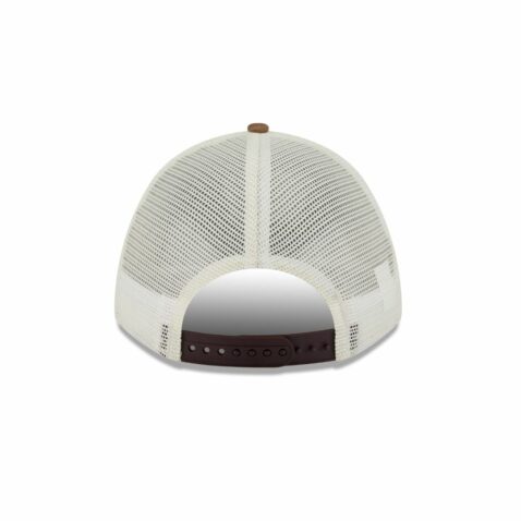 New Era 9Forty M-Crown San Diego Padres A-Frame Mesh Trucker Snapback Hat Chrome White Brown - Image 5