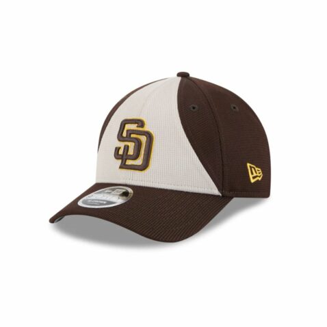 New Era 9Forty M-Crown San Diego Padres Batting Practice Snapback Hat Burnt Wood Brown Gold