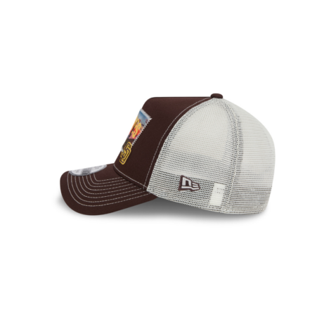 New Era 9Forty San Diego Padres Spring Training 2025 Patch A-Frame Mesh Trucker Snapback Hat Brown White - Image 4