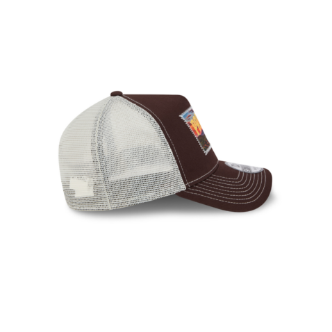 New Era 9Forty San Diego Padres Spring Training 2025 Patch A-Frame Mesh Trucker Snapback Hat Brown White - Image 6