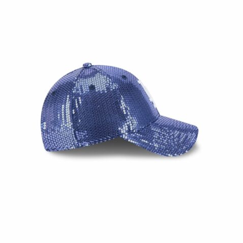 New Era 9Forty Women Los Angeles Dodgers Sequin Snapback Hat Blue - Image 6