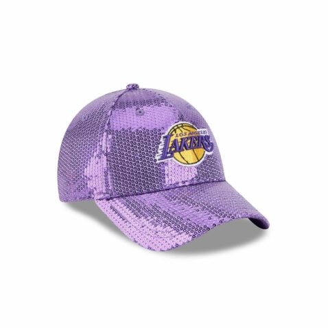 New Era 9Forty Women Los Angeles Lakers Sequin Snapback Hat Purple - Image 3