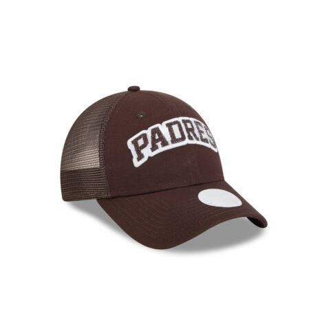 New Era 9Forty Women San Diego Padres Arch Glitz Mesh Snapback Hat Brown - Image 3