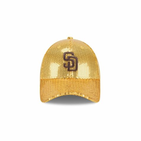 New Era 9Forty Women San Diego Padres Sequin Snapback Hat Gold - Image 2