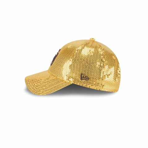 New Era 9Forty Women San Diego Padres Sequin Snapback Hat Gold - Image 4