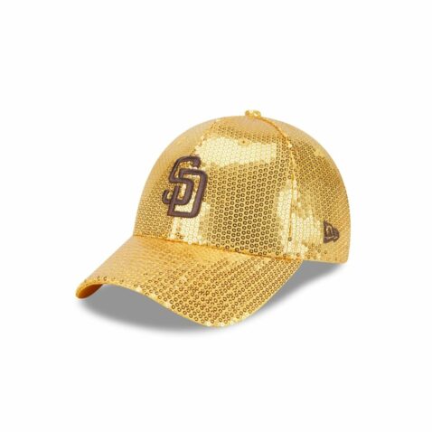 New Era 9Forty Women San Diego Padres Sequin Snapback Hat Gold