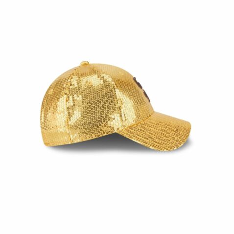 New Era 9Forty Women San Diego Padres Sequin Snapback Hat Gold - Image 6