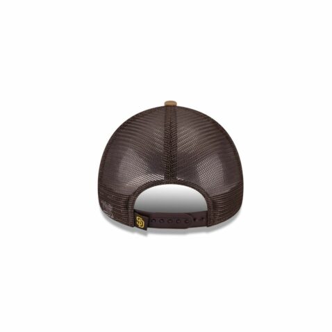 New Era 9Forty Youth San Diego Padres Painted Mesh A-Frame Snapback Hat White Khaki Brown - Image 5