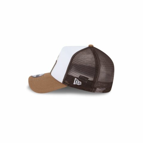 New Era 9Forty Youth San Diego Padres Painted Mesh A-Frame Snapback Hat White Khaki Brown - Image 4