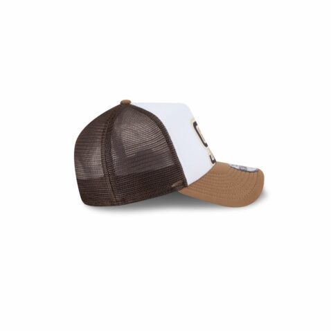 New Era 9Forty Youth San Diego Padres Painted Mesh A-Frame Snapback Hat White Khaki Brown - Image 6
