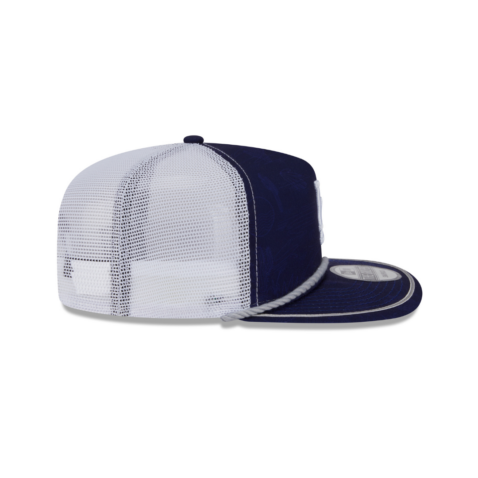 New Era Golfer Los Angeles Dodgers Icon Mesh Trucker Rope Snapback Hat Dark Royal Blue White - Image 6