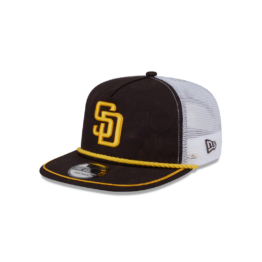 New Era Golfer San Diego Padres Icon Mesh Trucker Rope Snapback Hat Brown Gold
