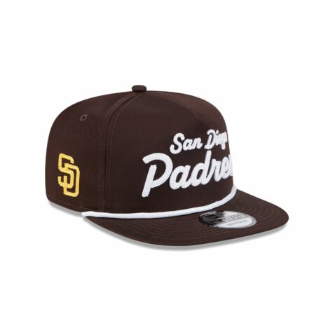 New Era Golfer San Diego Padres Team Text Snapback Hat Brown White - Image 3