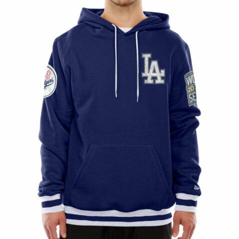 New Era Los Angeles Dodgers Evergreen Pullover Hoodie Dark Royal Blue - Image 3