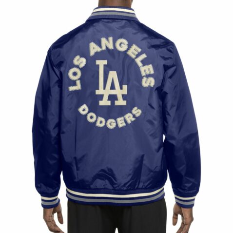 New Era Los Angeles Dodgers G1 Throwback Jacket Dark Royal Blue Chrome White - Image 4