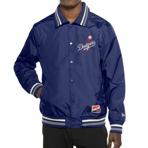 New Era Los Angeles Dodgers G1 Throwback Jacket Dark Royal Blue Chrome White - Image 3