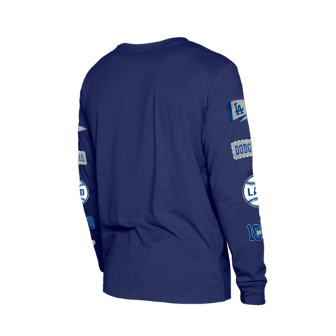 New Era Los Angeles Dodgers Logo Sleeve Long Sleeve T-Shirt Dark Royal Blue White - Image 3