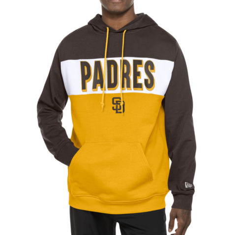 New Era San Diego Padres Block Pullover Hoodie Brown White Gold - Image 2