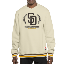 New Era San Diego Padres Established V-Neck Sweater Chrome White Brown