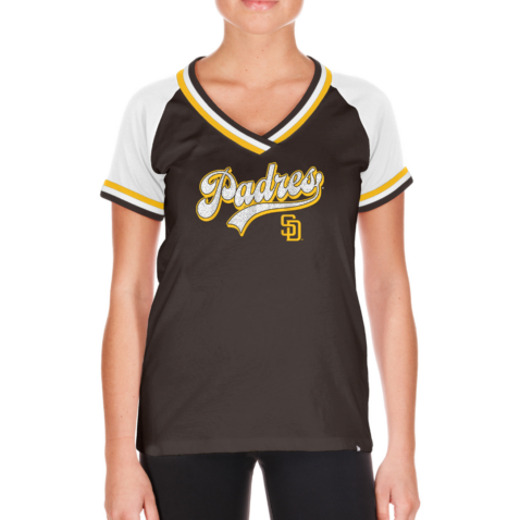 New Era San Diego Padres Game  Day Women’s Short Sleeve T-Shirt Brown White Gold