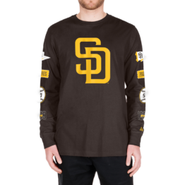 New Era San Diego Padres Logo Sleeve Long Sleeve T-Shirt Brown Gold