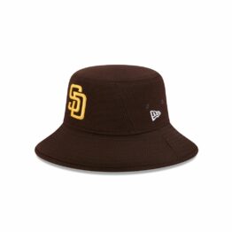 New Era San Diego Padres Spring Training 2025 Bucket Hat Burnt Wood Brown Gold