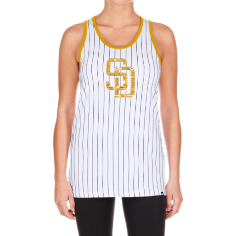 New Era San Diego Padres Women’s Tank Top White Pinstripe Gold