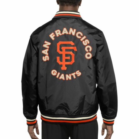 New Era San Francisco Giants G1 Throwback Jacket Black Orange Chrome White - Image 4