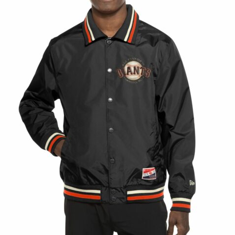 New Era San Francisco Giants G1 Throwback Jacket Black Orange Chrome White - Image 3