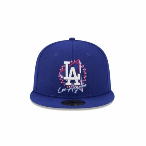 New Era 59Fifty Los Angeles Dodgers Neon Fitted Hat Dark Royal Blue White