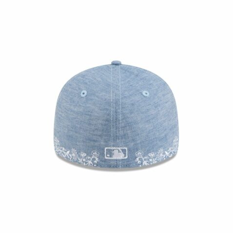 New Era 59Fifty Low Profile Los Angeles Dodgers Hand Stitched Chambray Fitted Hat Open Market Blue - Image 5