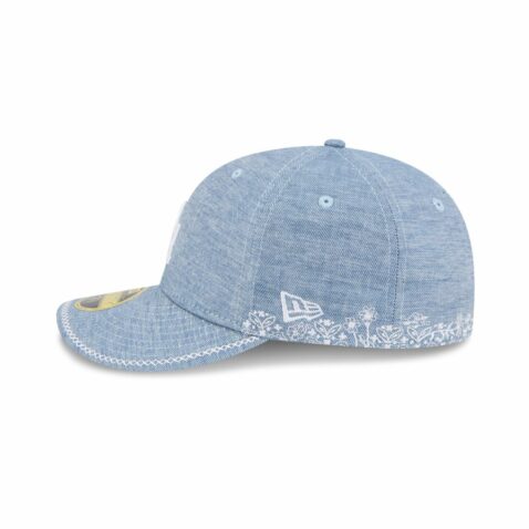 New Era 59Fifty Low Profile Los Angeles Dodgers Hand Stitched Chambray Fitted Hat Open Market Blue - Image 4