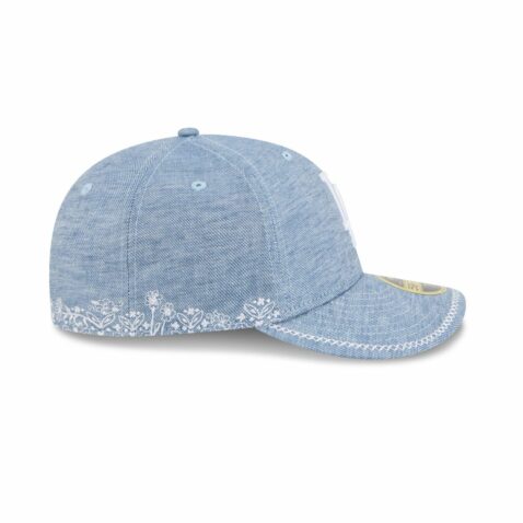 New Era 59Fifty Low Profile Los Angeles Dodgers Hand Stitched Chambray Fitted Hat Open Market Blue - Image 6