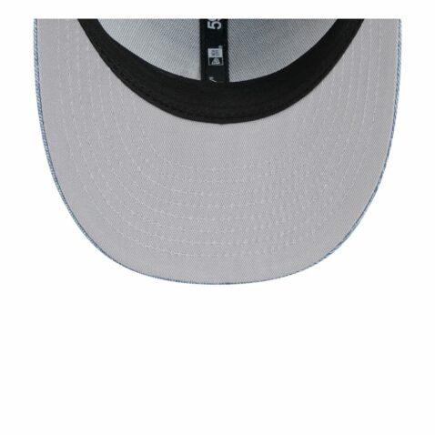 New Era 59Fifty Low Profile Los Angeles Dodgers Hand Stitched Chambray Fitted Hat Open Market Blue - Image 7