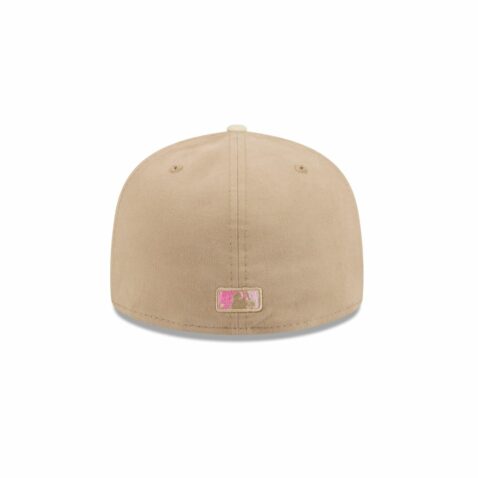 New Era 59Fifty San Diego Padres Hand Stitched Floral Fitted Hat Tan Khaki - Image 5