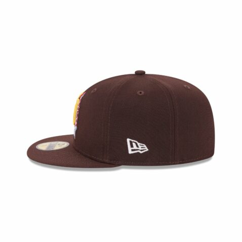New Era 59Fifty San Diego Padres Neon Fitted Hat Brown Gold - Image 4