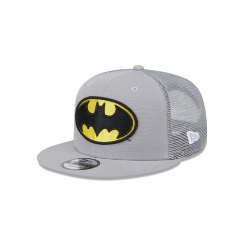 New Era 9Fifty Batman Mesh Trucker Snapback Hat Gray