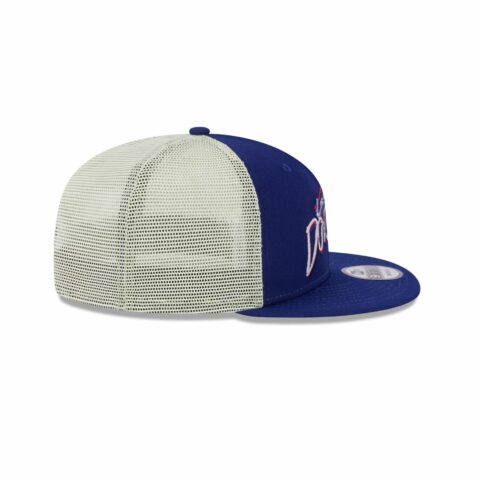 New Era 9Fifty Los Angeles Dodgers Neon Mesh Trucker Snapback Hat Dark Royal Blue - Image 6