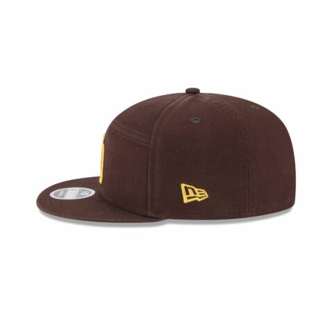 New Era 9Fifty San Diego Padres Canvas Split Panel Snapback Hat Brown Gold - Image 4